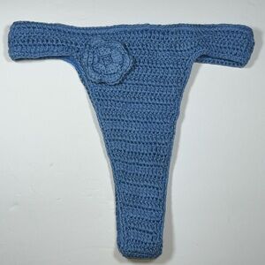 Elegant Blue Crochet Bikini Bottom